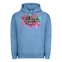 Pigment Pebble Blue My god is stronger than Cancer Awareness Urban Hoodie - HowdyJamesFarm
