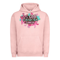 Pigment Salmon My god is stronger than Cancer Awareness Urban Hoodie - HowdyJamesFarm