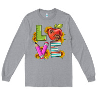 Heather Grey love with pen and  serape leopard Long Sleeve Tee - Artiststas