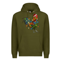 Army Green Christmas Lights Rooster Premium Hoodie - RanaPortraitStore