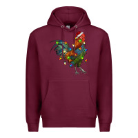 Burgundy Christmas Lights Rooster Premium Hoodie - RanaPortraitStore