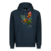 Navy Christmas Lights Rooster Premium Hoodie - RanaPortraitStore