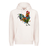 Pale Pink Christmas Lights Rooster Premium Hoodie - RanaPortraitStore