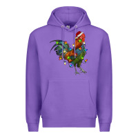 Purple Christmas Lights Rooster Premium Hoodie - RanaPortraitStore