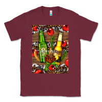 Burgundy beer bottles with wheat and barley Classic Tee - AdoDesignShop