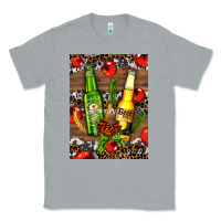 Heather Grey beer bottles with wheat and barley Classic Tee - AdoDesignShop
