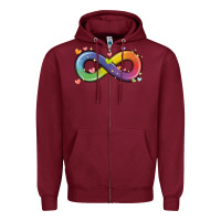 Burgundy infinity symbol autism Zipper Hoodie - MaliasSmallBusiness