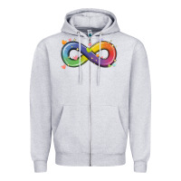Heather Grey infinity symbol autism Zipper Hoodie - MaliasSmallBusiness