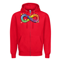 Red infinity symbol autism Zipper Hoodie - MaliasSmallBusiness