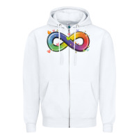 White infinity symbol autism Zipper Hoodie - MaliasSmallBusiness