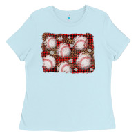 Baby Blue baseball christmas background Ladies Tee - AdoDesignShop