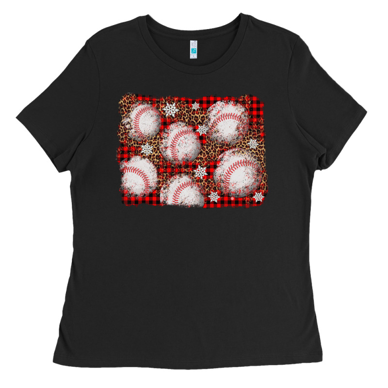 Baseball Christmas Background Ladies Tee by AdoDesignShop | Teevron