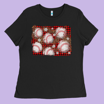 Baseball Christmas Background Ladies Tee Designed By Adodesignshop