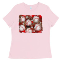 Bubblegum Pink baseball christmas background Ladies Tee - AdoDesignShop