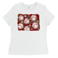 White baseball christmas background Ladies Tee - AdoDesignShop