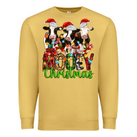 Antique Gold christmas three cows mooey christmas Premium Sweatshirt - MaliasSmallBusiness