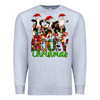 Heather Grey christmas three cows mooey christmas Premium Sweatshirt - MaliasSmallBusiness