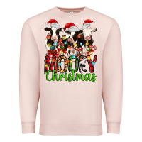Pale Pink christmas three cows mooey christmas Premium Sweatshirt - MaliasSmallBusiness
