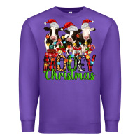 Purple christmas three cows mooey christmas Premium Sweatshirt - MaliasSmallBusiness