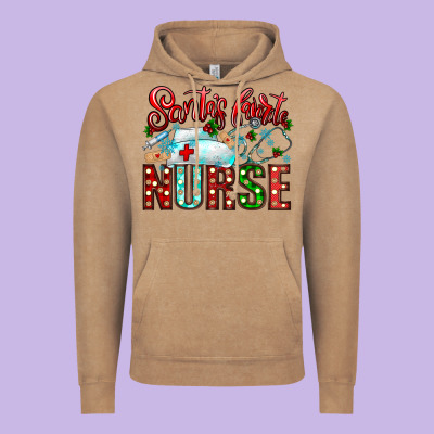 Santa Is Favorite Nurse Vintage Hoodie Designed By Cowhidedigitalart