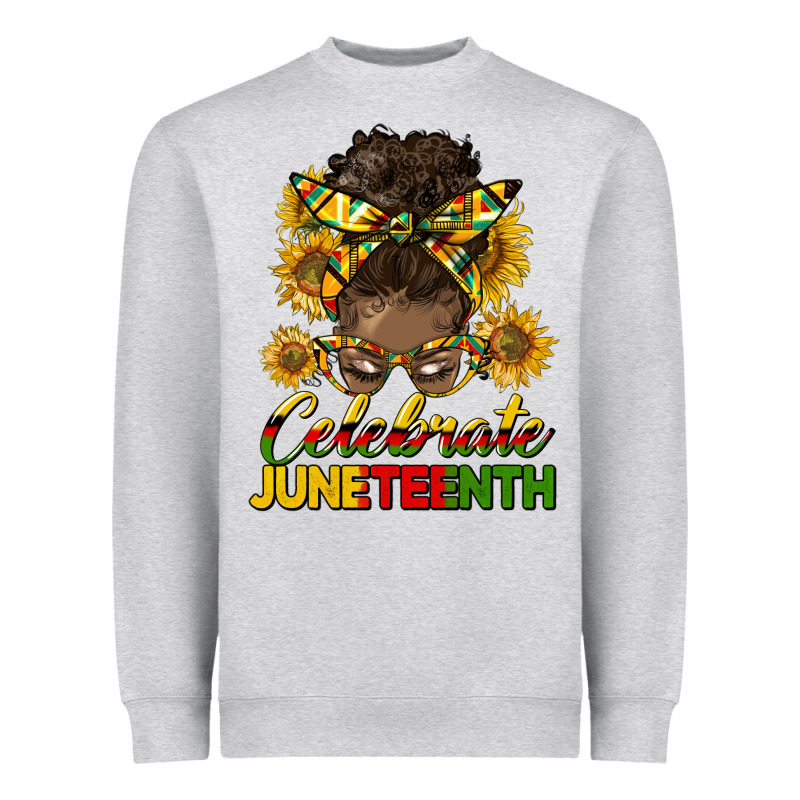 Celebrate Juneteenth Black Woman Bun Heavyweight Sweatshirt by HRA Design Shop | Teevron