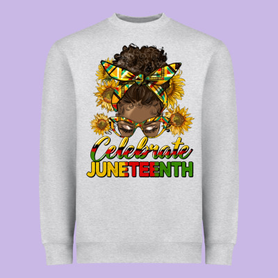 Celebrate Juneteenth Black Woman Bun Heavyweight Sweatshirt Designed By Hra Design Shop
