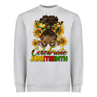 Heather Grey celebrate juneteenth black woman bun Heavyweight Sweatshirt - HRA Design Shop