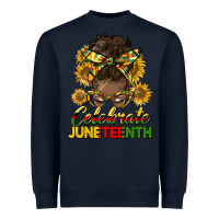 Navy celebrate juneteenth black woman bun Heavyweight Sweatshirt - HRA Design Shop