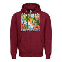 Burgundy find me under the palms Zipper Hoodie - MaliasSmallBusiness