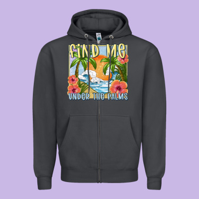 Find Me Under The Palms Zipper Hoodie Designed By Maliassmallbusiness