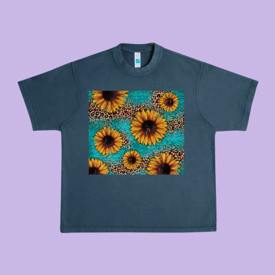 Sunflower Turquoise Glitter Urban Heavy Tee Designed By Jahusdesignshop