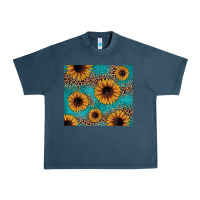 Midnight Navy sunflower turquoise glitter Urban Heavy Tee - JahusDesignShop