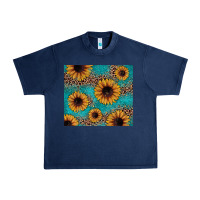 Navy sunflower turquoise glitter Urban Heavy Tee - JahusDesignShop