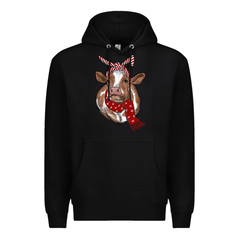 Christmas Heifer With Scarf Premium Hoodie by RanaPortraitStore | Teevron