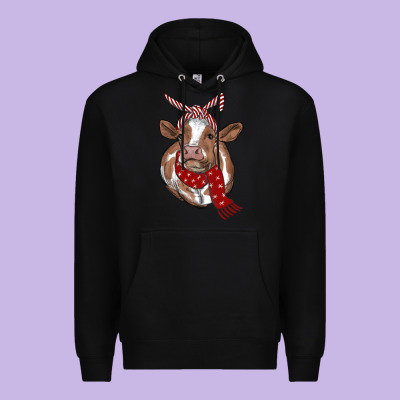 Christmas Heifer With Scarf Premium Hoodie Designed By Ranaportraitstore