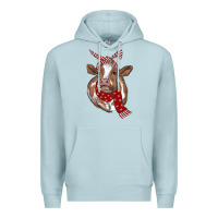 Blue Mist Christmas Heifer With Scarf Premium Hoodie - RanaPortraitStore