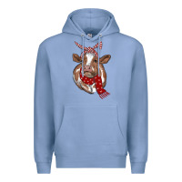 Colony Blue Christmas Heifer With Scarf Premium Hoodie - RanaPortraitStore