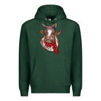 Sports Green Christmas Heifer With Scarf Premium Hoodie - RanaPortraitStore