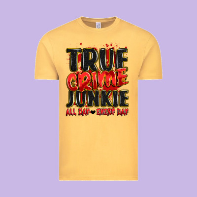 True Crime Junkie All Day Every Day Vintage Tee Designed By Jahusdesignshop