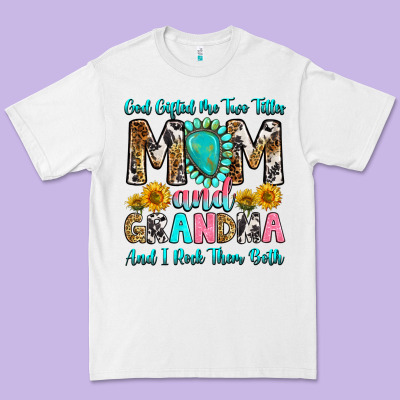 Premium Tee god gifted me two titles mom and grandma and i roc