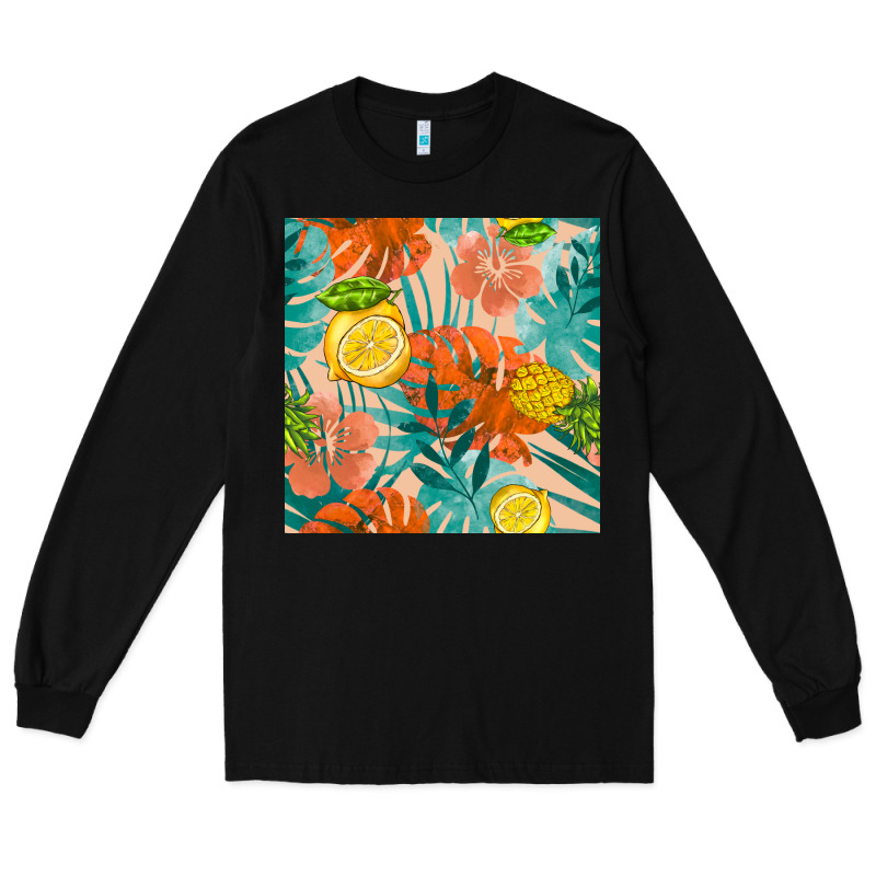 Pineapple And Lemon Seamless Pattern Long Sleeve Tee by BundleAndBundleShop | Teevron
