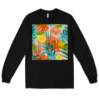 Black pineapple and lemon seamless pattern Long Sleeve Tee - BundleAndBundleShop