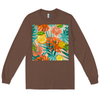 Chestnut pineapple and lemon seamless pattern Long Sleeve Tee - BundleAndBundleShop