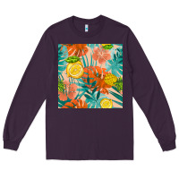 Plum pineapple and lemon seamless pattern Long Sleeve Tee - BundleAndBundleShop