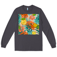 Smoke pineapple and lemon seamless pattern Long Sleeve Tee - BundleAndBundleShop