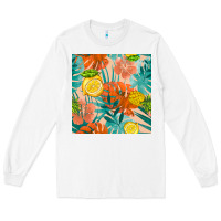 White pineapple and lemon seamless pattern Long Sleeve Tee - BundleAndBundleShop
