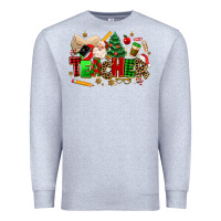 Heather Grey christmas  teacher Premium Sweatshirt - MaliasSmallBusiness