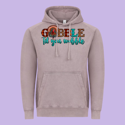 Gobble Til You Wobble Vintage Hoodie Designed By Jahusdesignshop