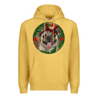 Antique Gold Christmas Pug With Leopard Premium Hoodie - RanaPortraitStore