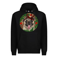 Black Christmas Pug With Leopard Premium Hoodie - RanaPortraitStore